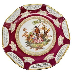 Vintage Bavaria Germany Octagonal Plate Schrvarzenhammer #17 Courting Couple 10"